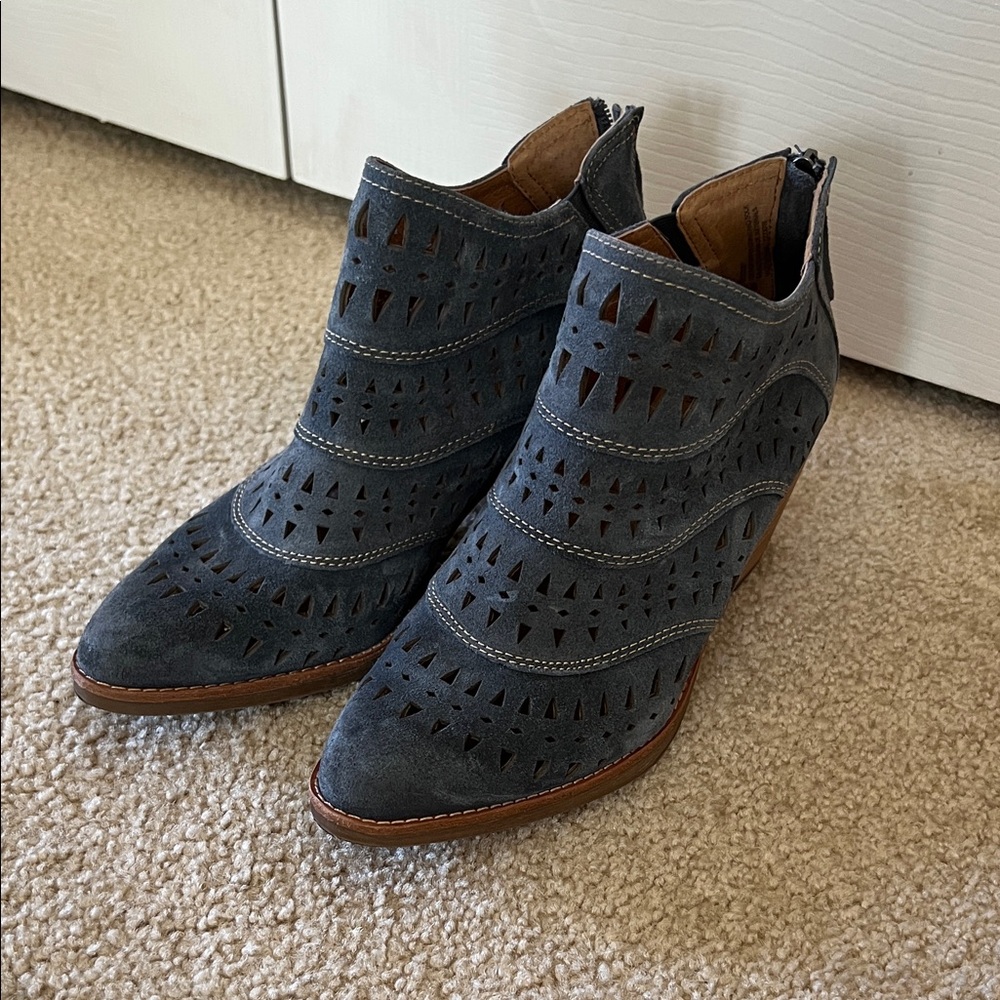 Sofft Perforated Blue Ankle Booties